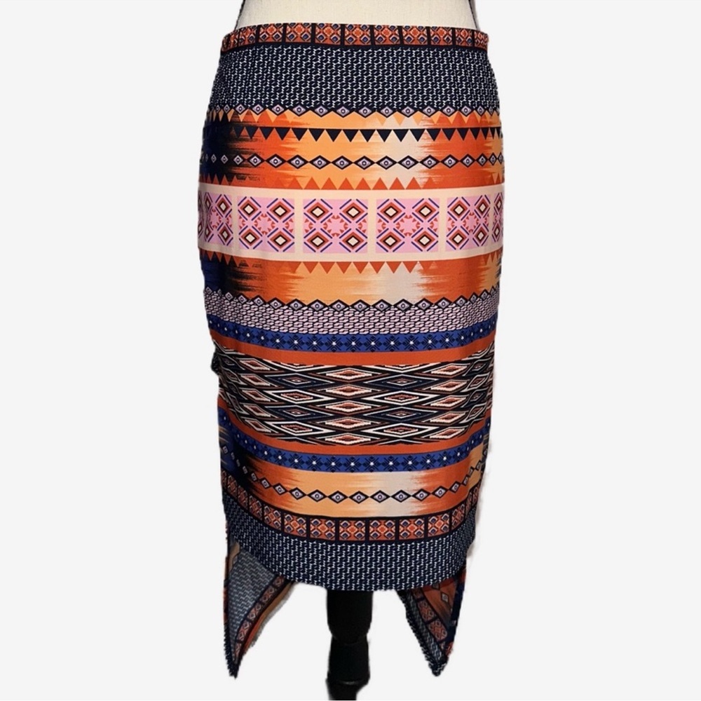Multicolor Geometric Patterned Women's Skirt - Picture 3 of 5